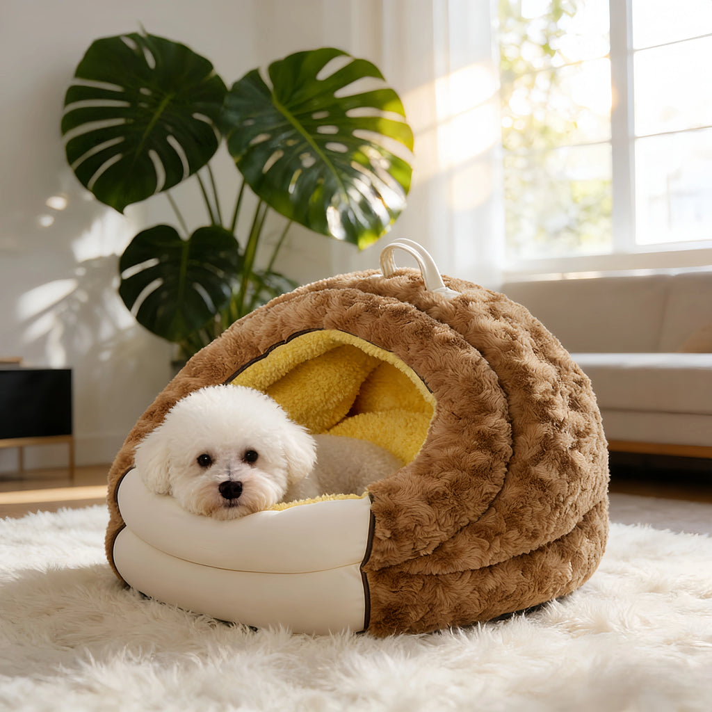 Pettami Semi-Enclosed Dog Bed, Washable Cover for Small and Medium Dogs, M and L Sizes