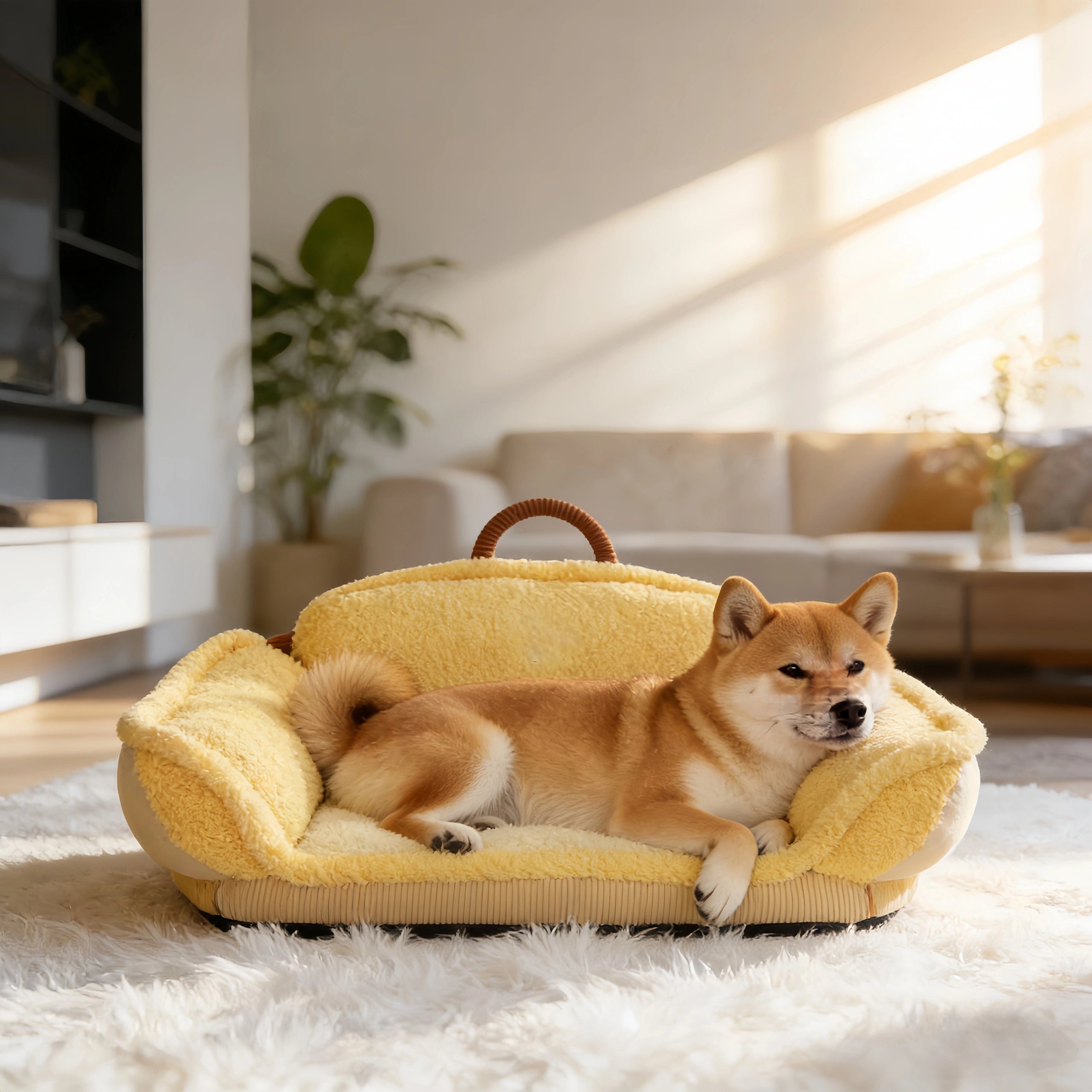Pettami Washable Dog Bed with Transformable Sofa Design, Thick Padding for Small Dogs, M Size
