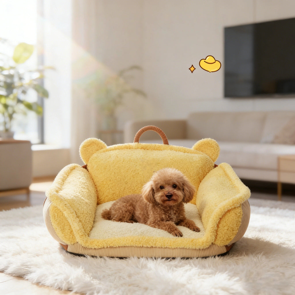 Pettami Washable Dog Bed with Transformable Sofa Design, Thick Padding for Small Dogs, M Size