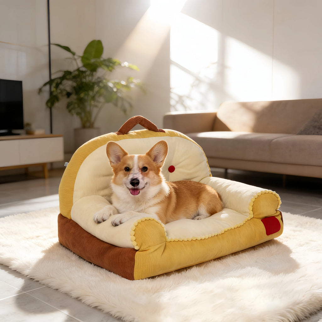 Pettami Backrest Pet Sofa, Washable Dog Bed Mat for Small and Medium Dogs, M and L Sizes