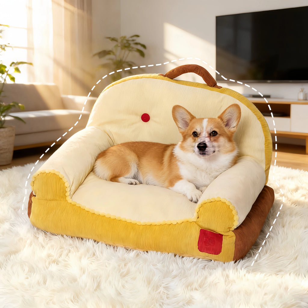 Pettami Backrest Pet Sofa, Washable Dog Bed Mat for Small and Medium Dogs, M and L Sizes