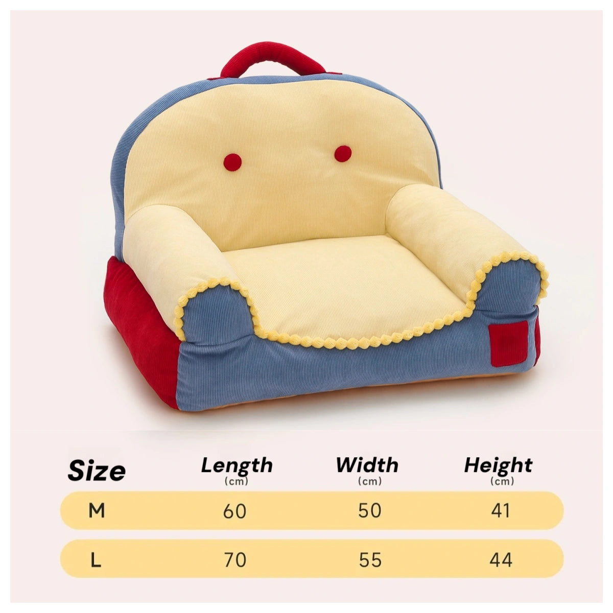 Pettami Backrest Pet Sofa, Washable Dog Bed Mat for Small and Medium Dogs, M and L Sizes