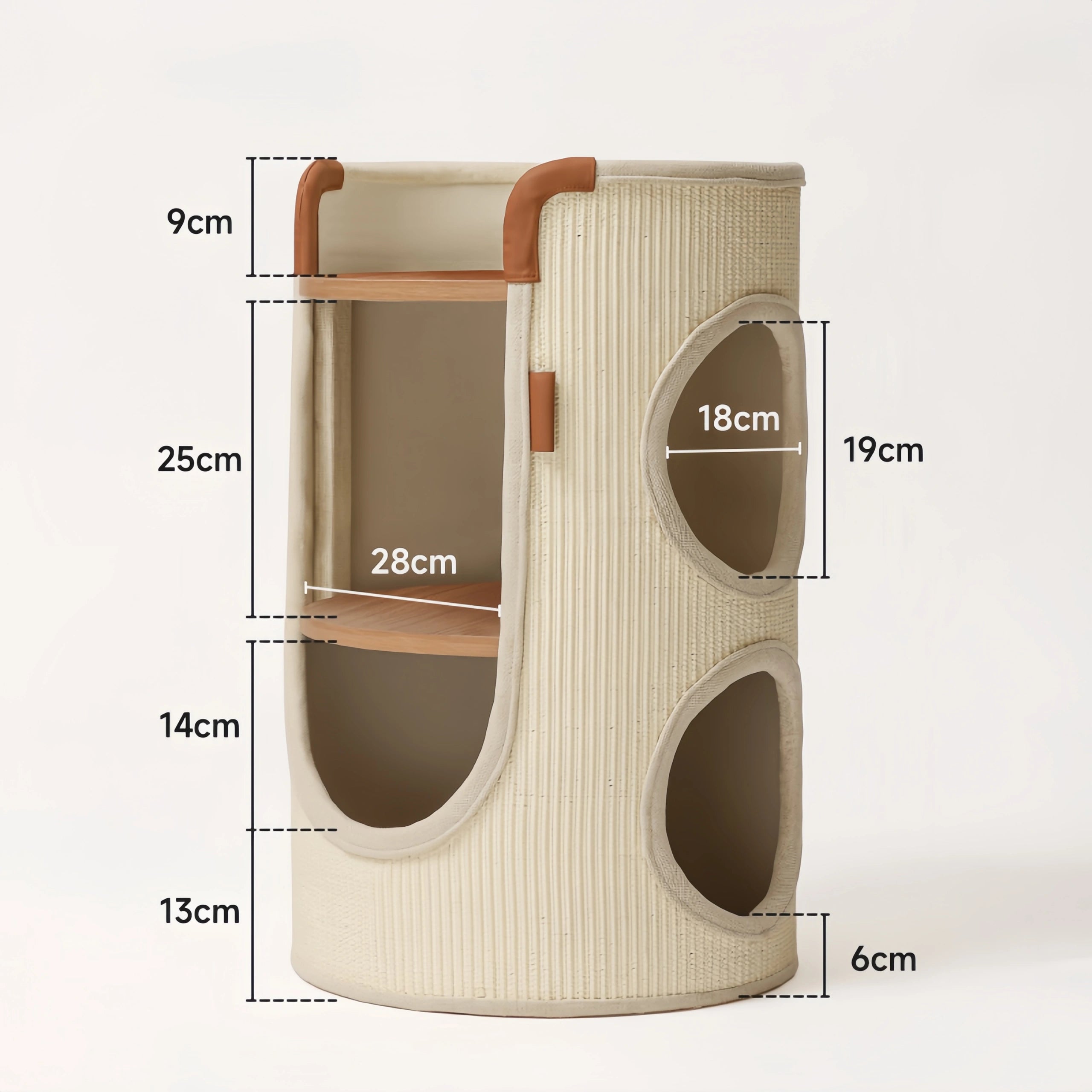 Pettami Double-Layer Sisal Cat House with Climbing Posts, Two-Level Cat Bed for Small and Medium Cats