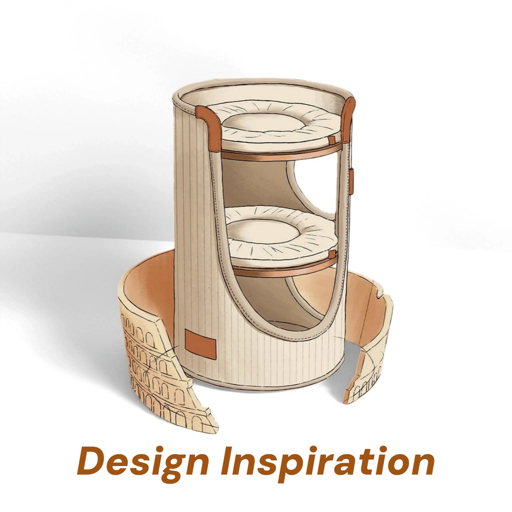 Pettami Double-Layer Sisal Cat House with Climbing Posts, Two-Level Cat Bed for Small and Medium Cats