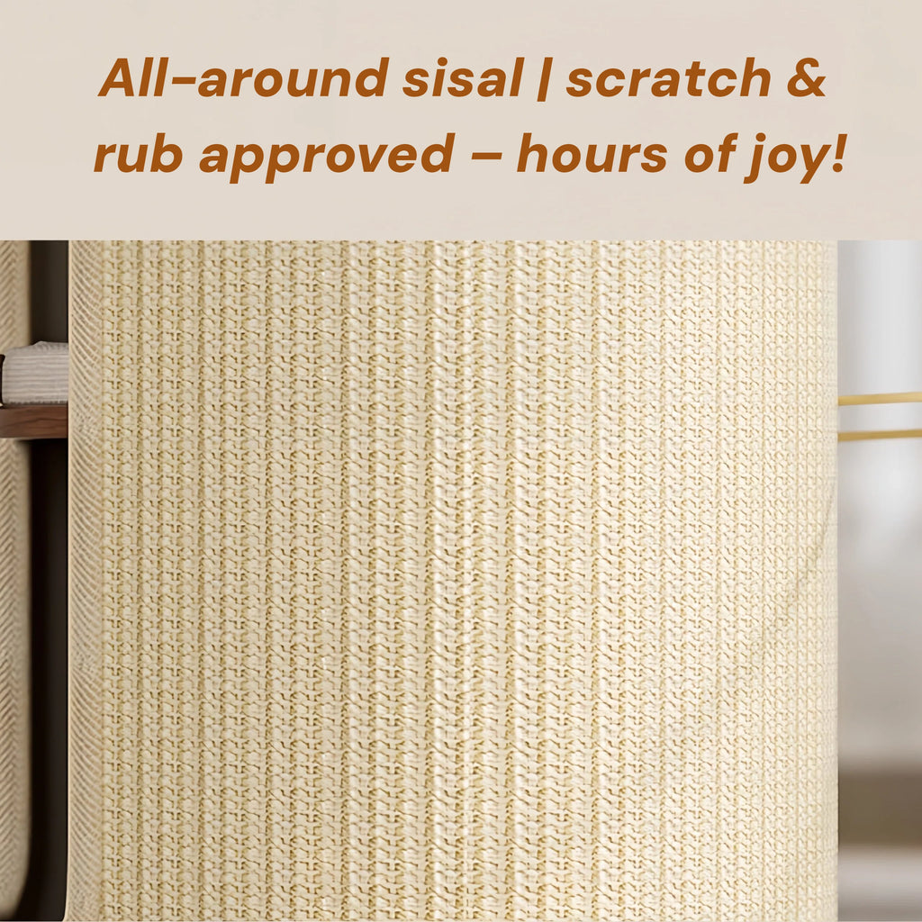 Pettami Multi-Level Cat Tower with Sisal Scratching Posts and Integrated Bed for Small and Medium Cats