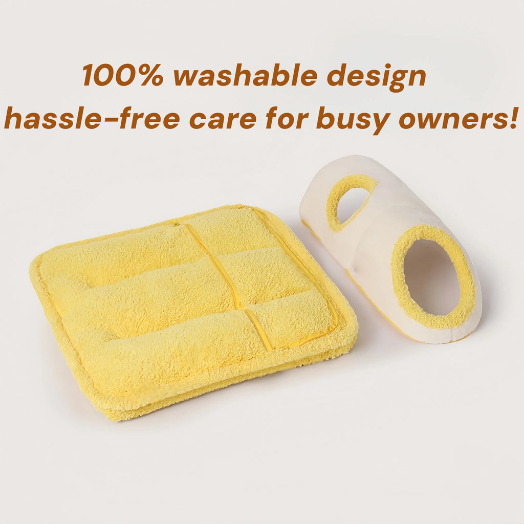 Pettami Plush Tunnel Pet Bed Mat with Removable Washable Cover for Cats