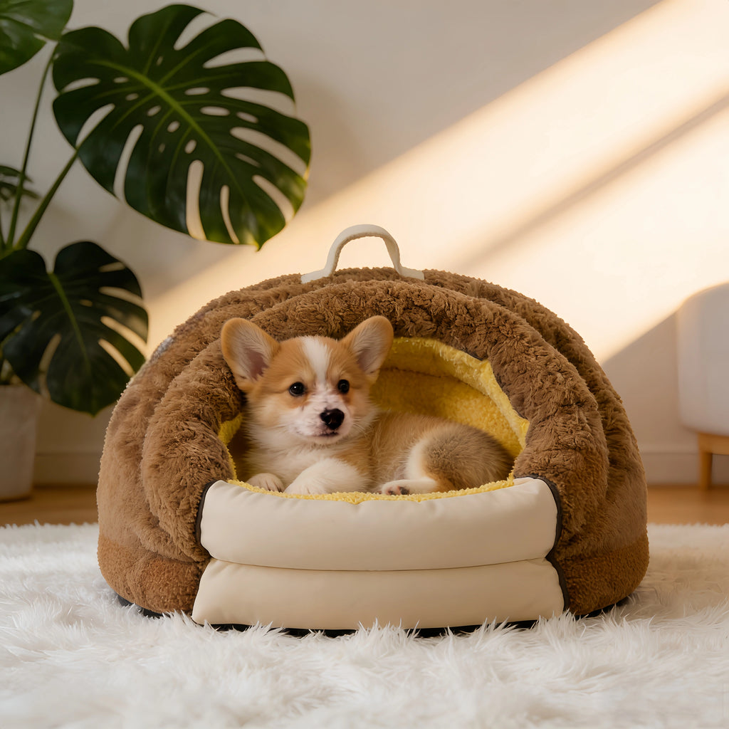 Pettami Semi-Enclosed Dog Bed, Washable Cover for Small and Medium Dogs, M and L Sizes