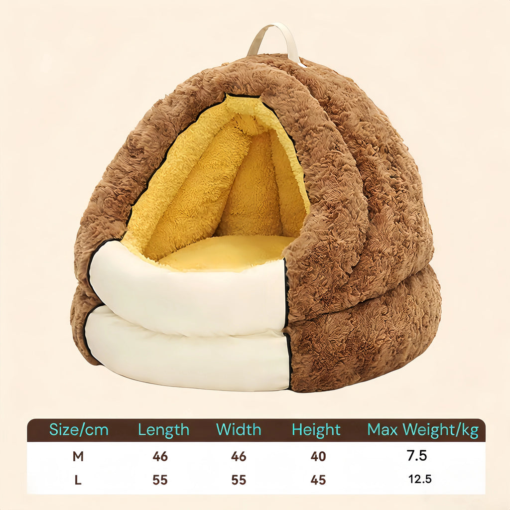 Pettami Semi-Enclosed Dog Bed, Washable Cover for Small and Medium Dogs, M and L Sizes