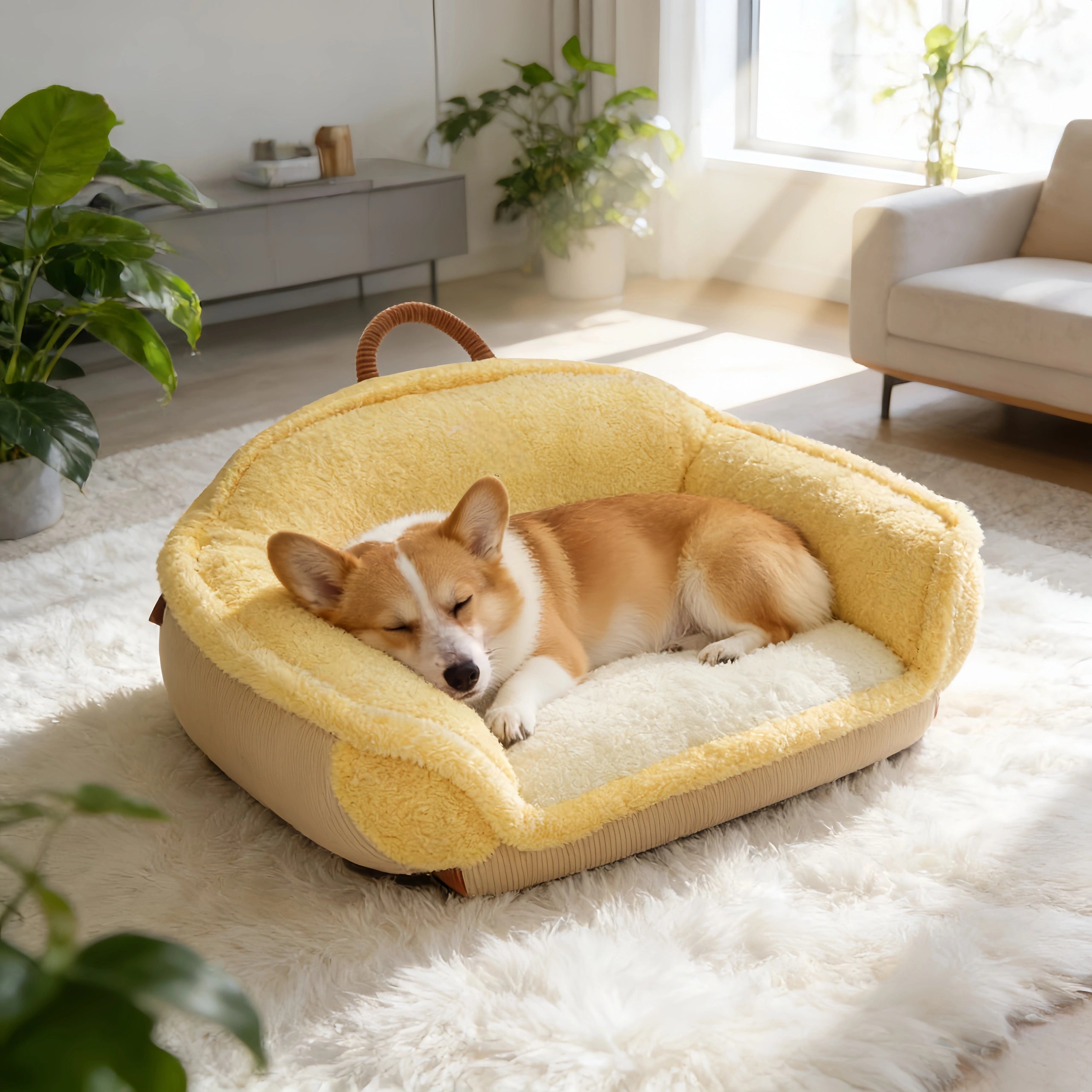 Pettami Washable Dog Bed with Transformable Sofa Design, Thick Padding for Small Dogs, M Size