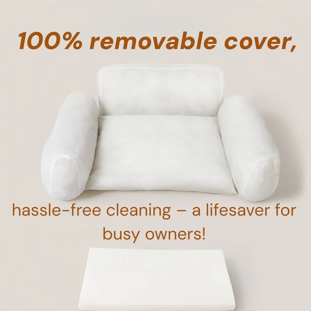 Pettami Washable Dog Bed with Transformable Sofa Design, Thick Padding for Small Dogs, M Size