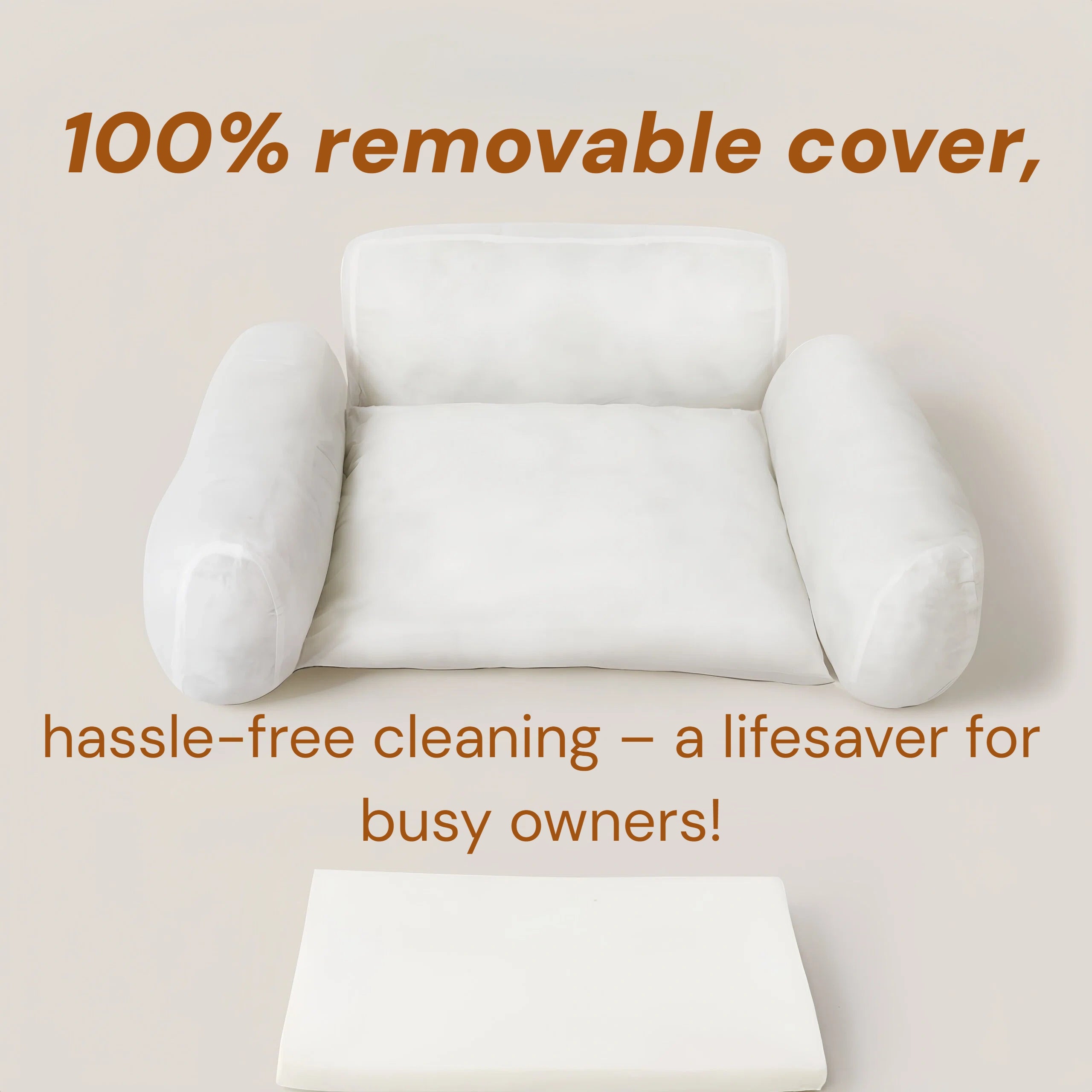 Pettami Washable Dog Bed with Transformable Sofa Design, Thick Padding for Small Dogs, M Size