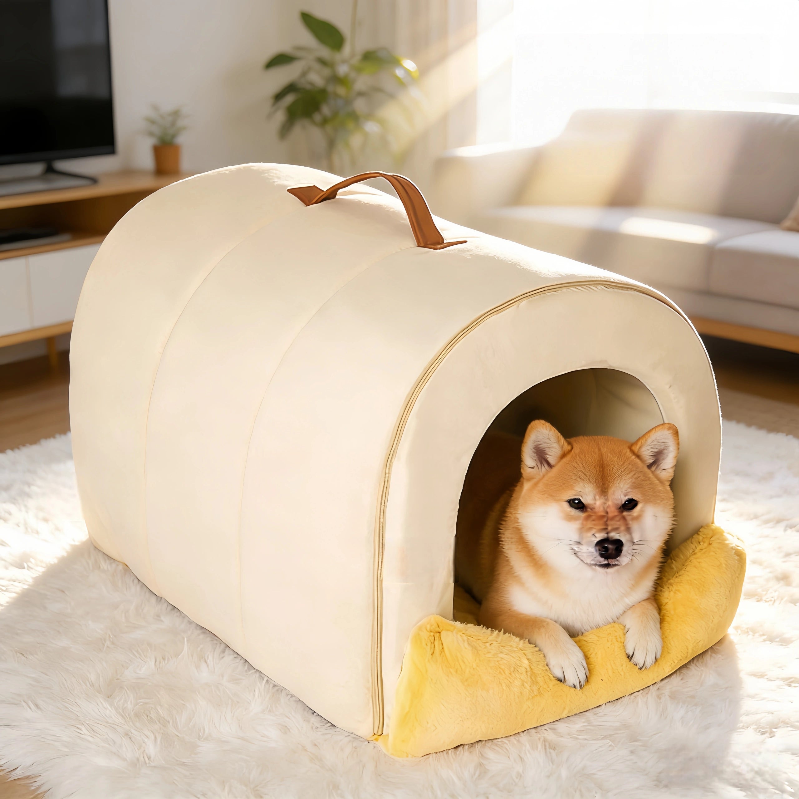 Pettami Washable Fleece Dog Bed with Arch Design, Removable Cover, for Small Medium Dogs