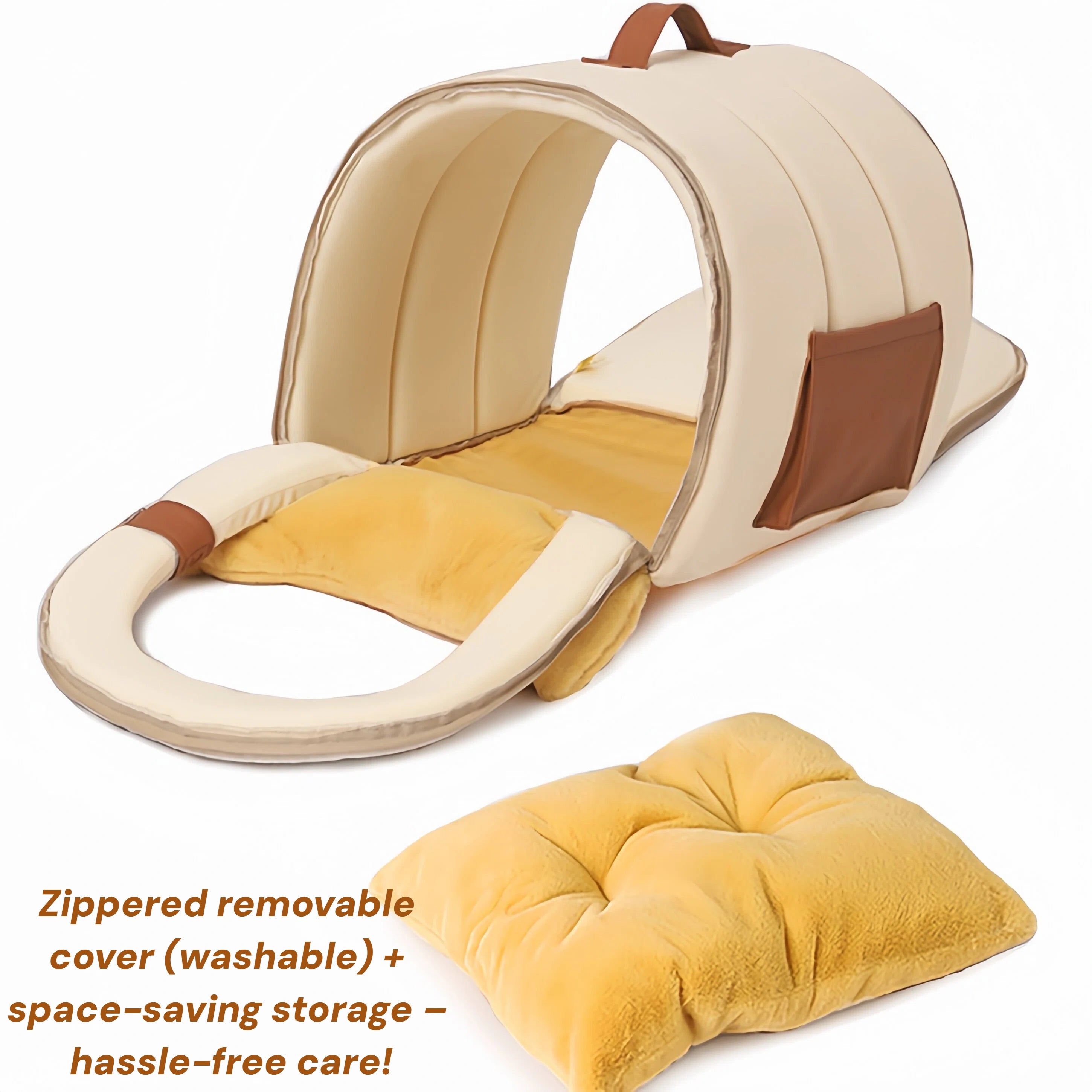 Pettami Washable Fleece Dog Bed with Arch Design, Removable Cover, for Small Medium Dogs